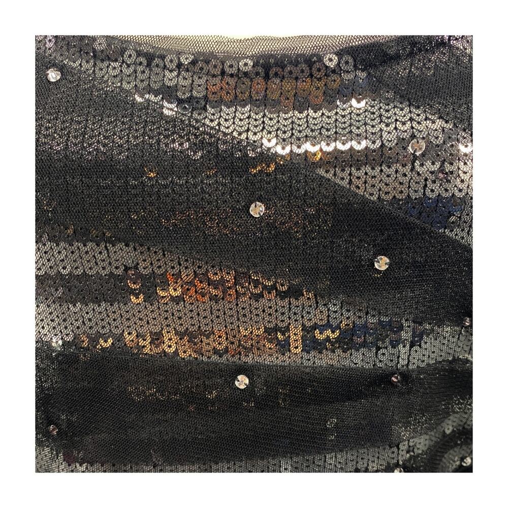 WHBM Black Silver Sequin Tank Women Party Top Stretch Scoop Neck - Picture 5 of 12